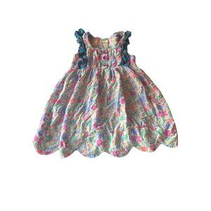 Matilda Jane Girls Floral Print Dress Scalloped Hem Ruffle Size 6  Multicolor